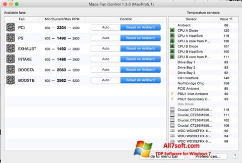 Skærmbillede Macs Fan Control Windows 7
